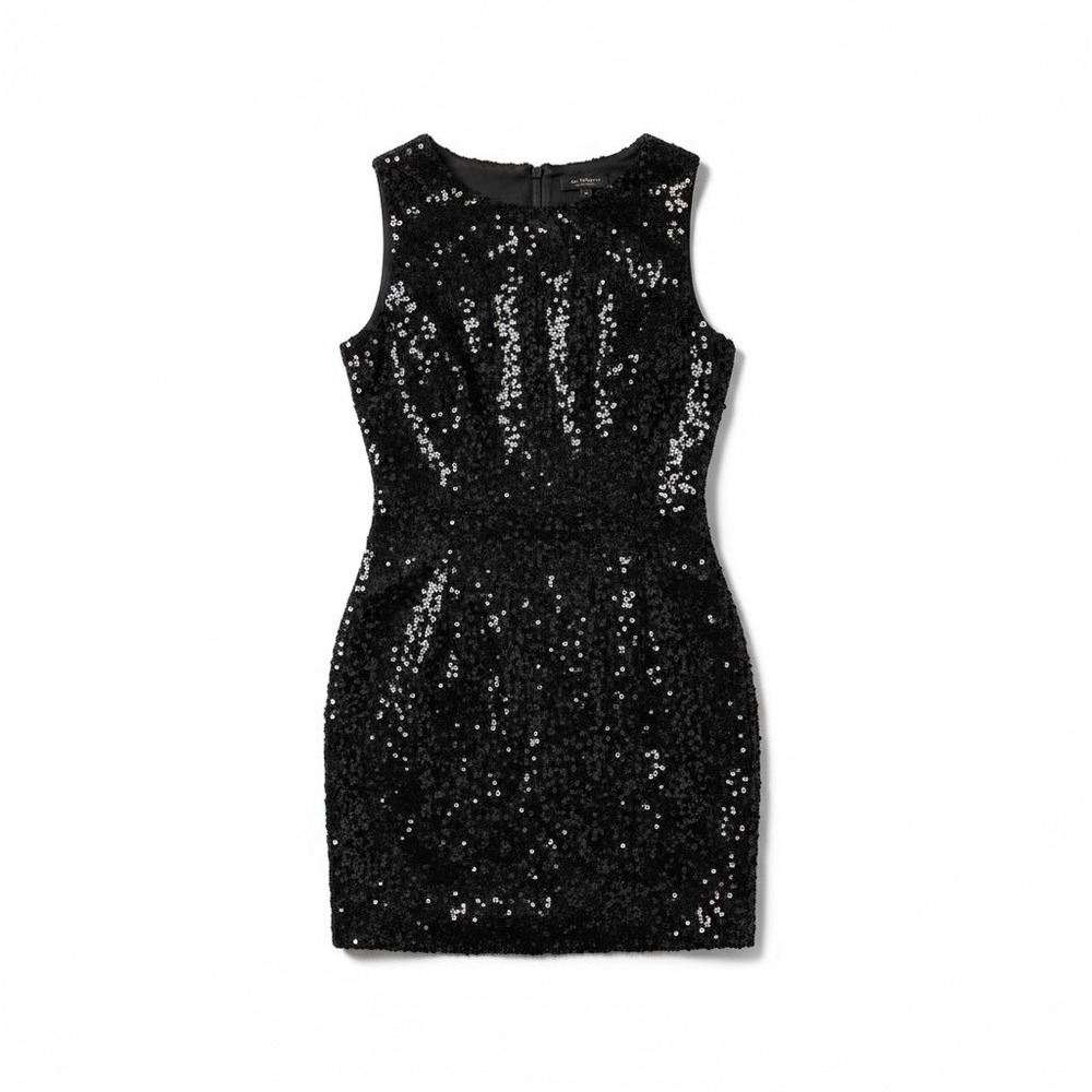 Gianni Bini Womens Black Sequin Sheath Mini Dress Sleeveless Sparkly XS - Picture 2 of 6